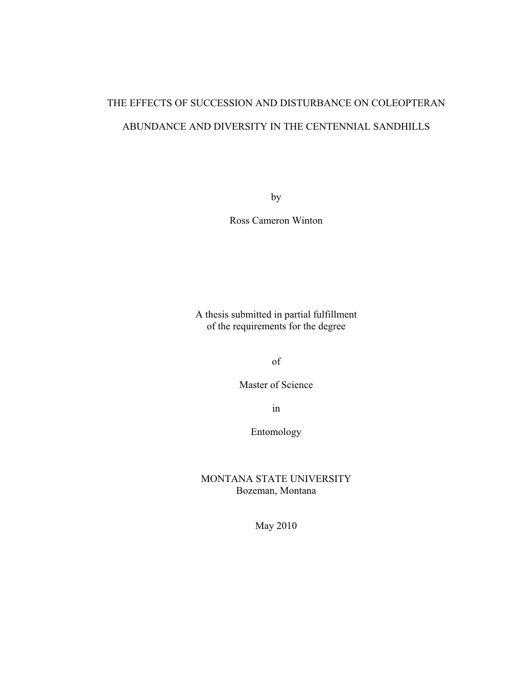 Effect of Disturbance on Sandhills Coleoptera