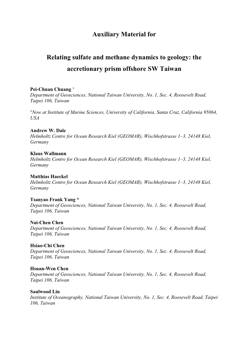 Auxiliary Material for Relating Sulfate and Methane Dynamics to Geology