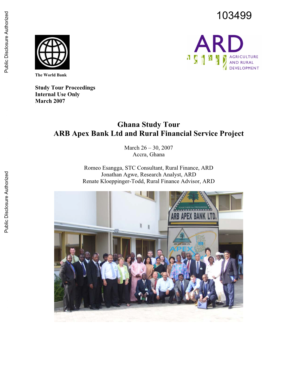 Ghana Study Tour ARB Apex Bank Ltd and Rural Financial Service Project