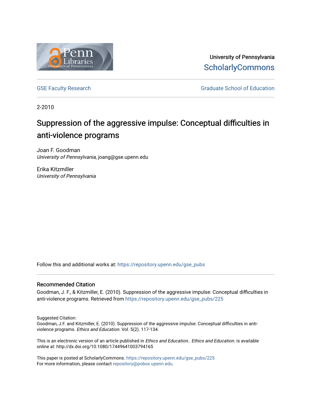 Suppression of the Aggressive Impulse: Conceptual Difficulties in Anti-Violence Programs