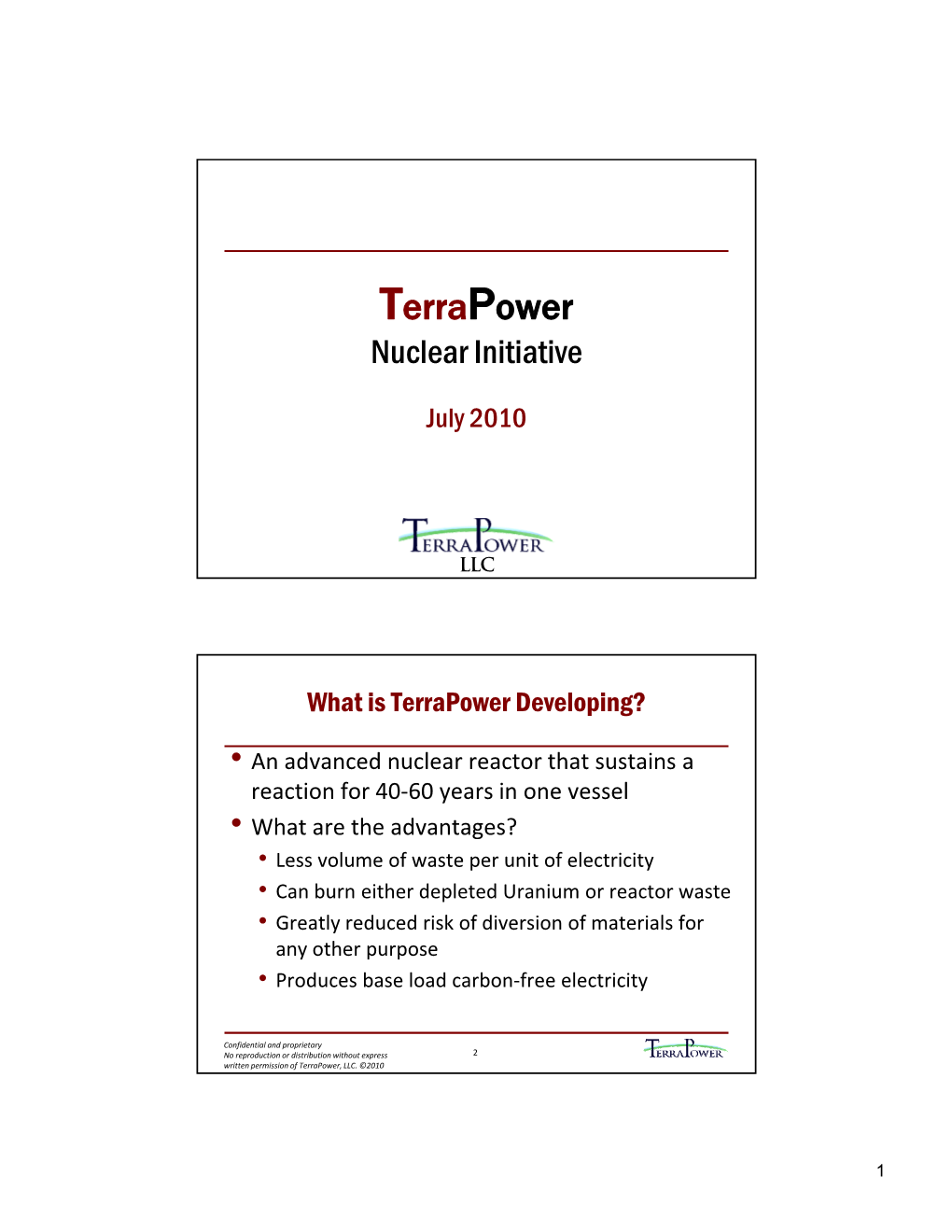 Terrapower Nuclear Initiative