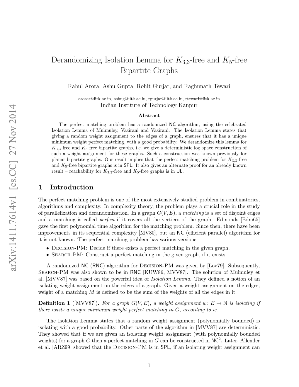 Derandomizing Isolation Lemma for $ K {3, 3} $-Free and $ K 5 $-Free