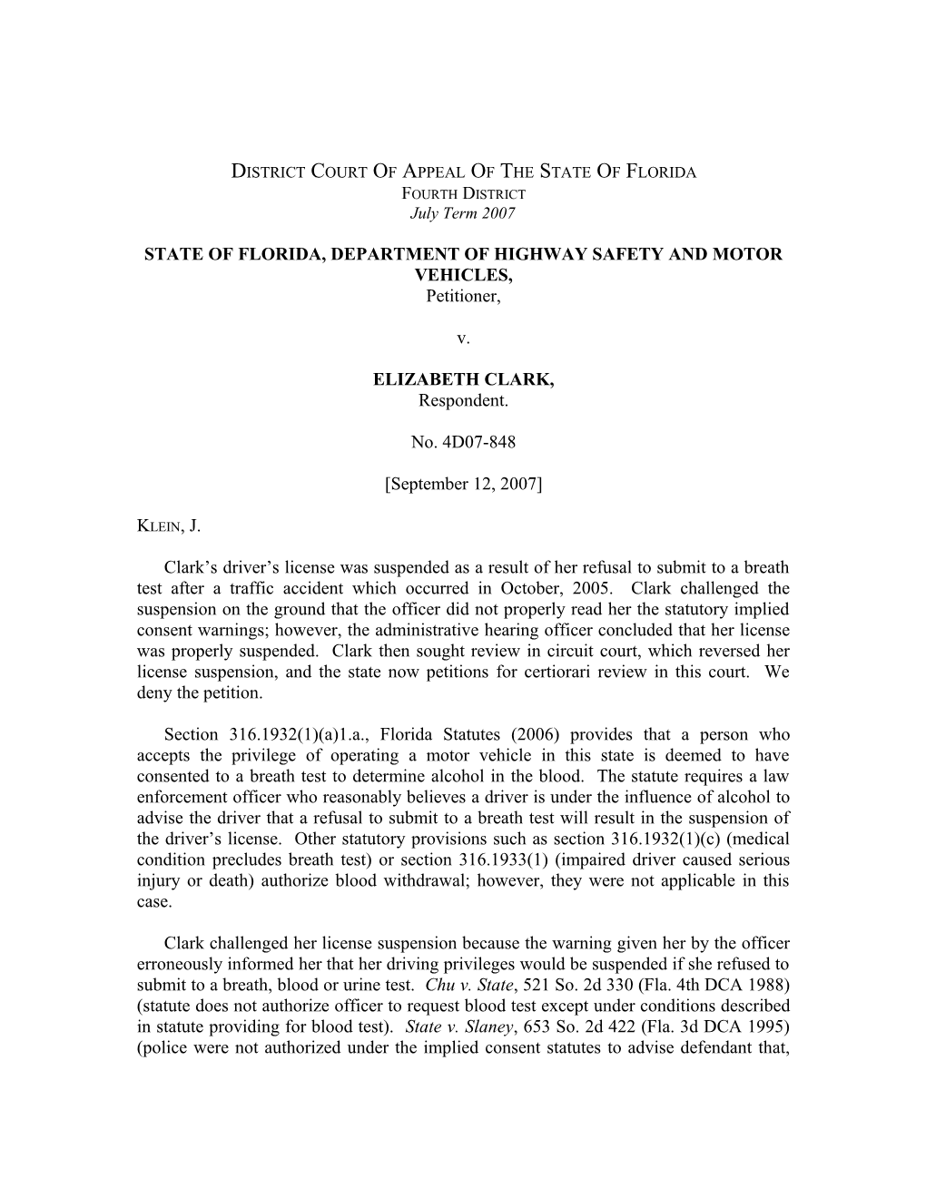 District Court of Appeal of the State of Florida s1
