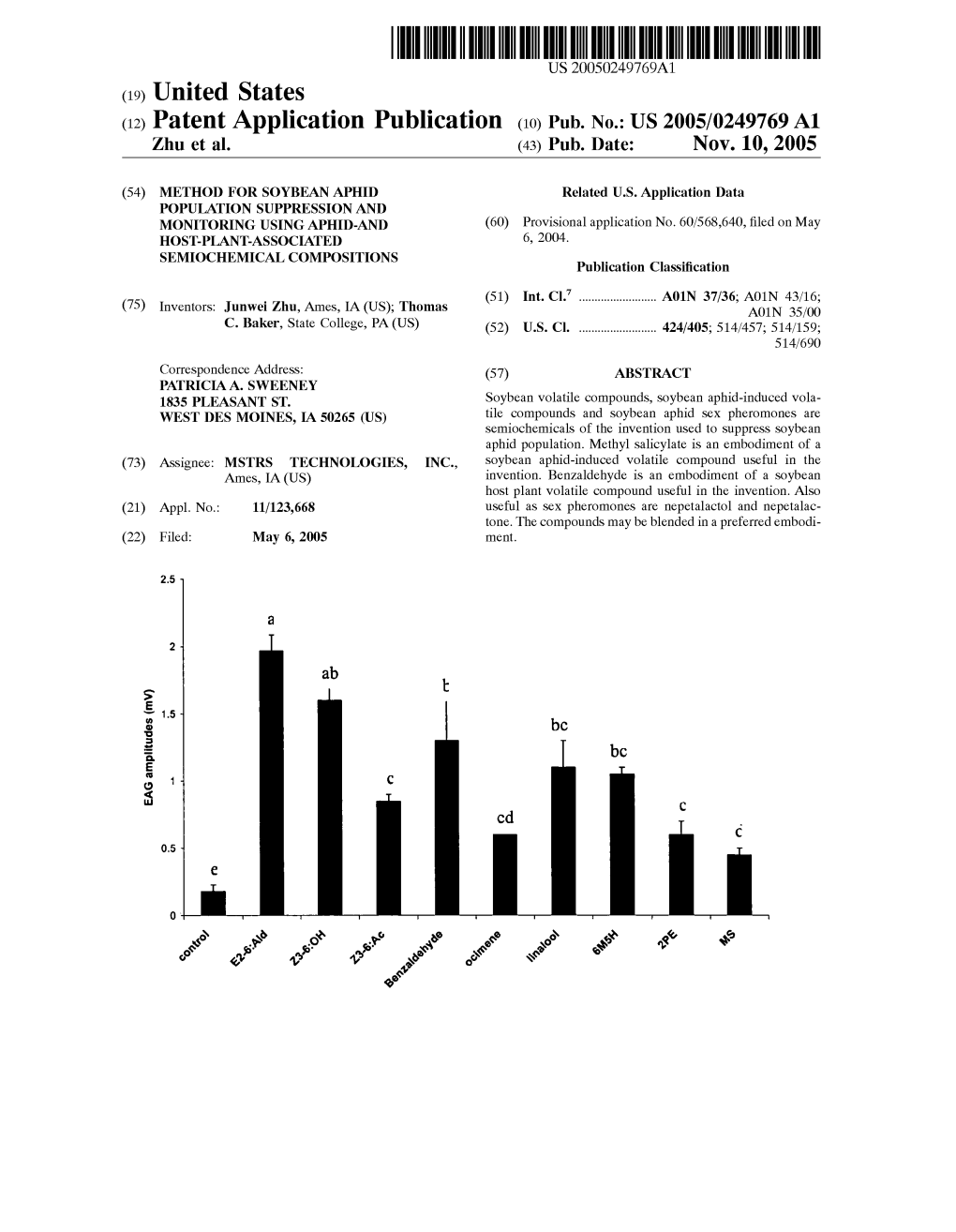 (12) Patent Application Publication (10) Pub. No.: US 2005/0249769 A1 Zhu Et Al