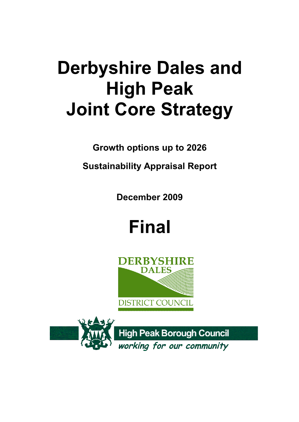 Derbyshire Dales and High Peak Joint Core Strategy Final
