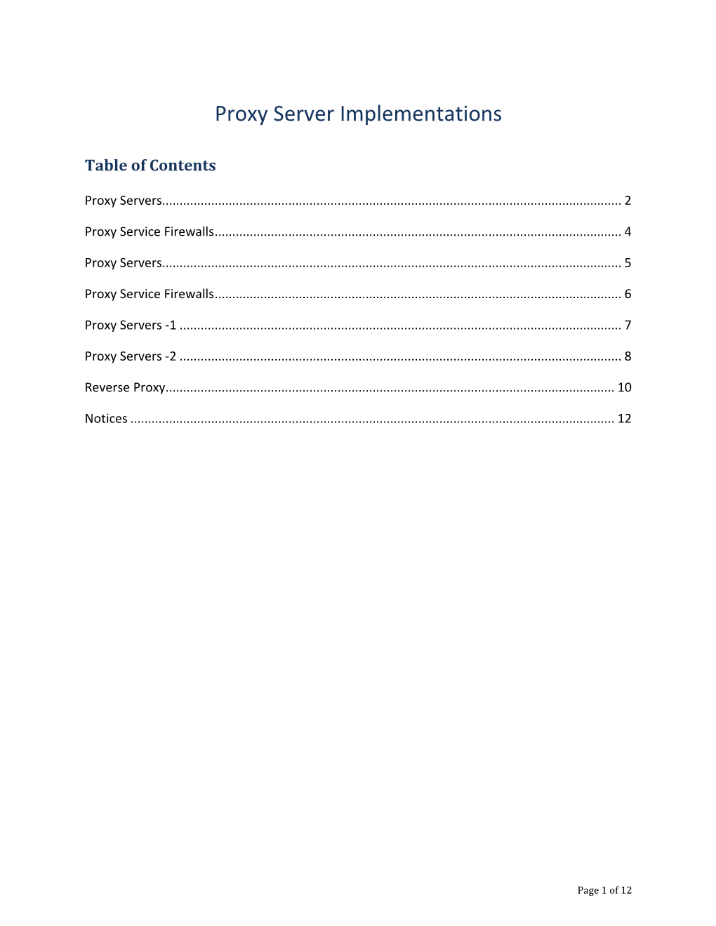 Proxy Server Implementations