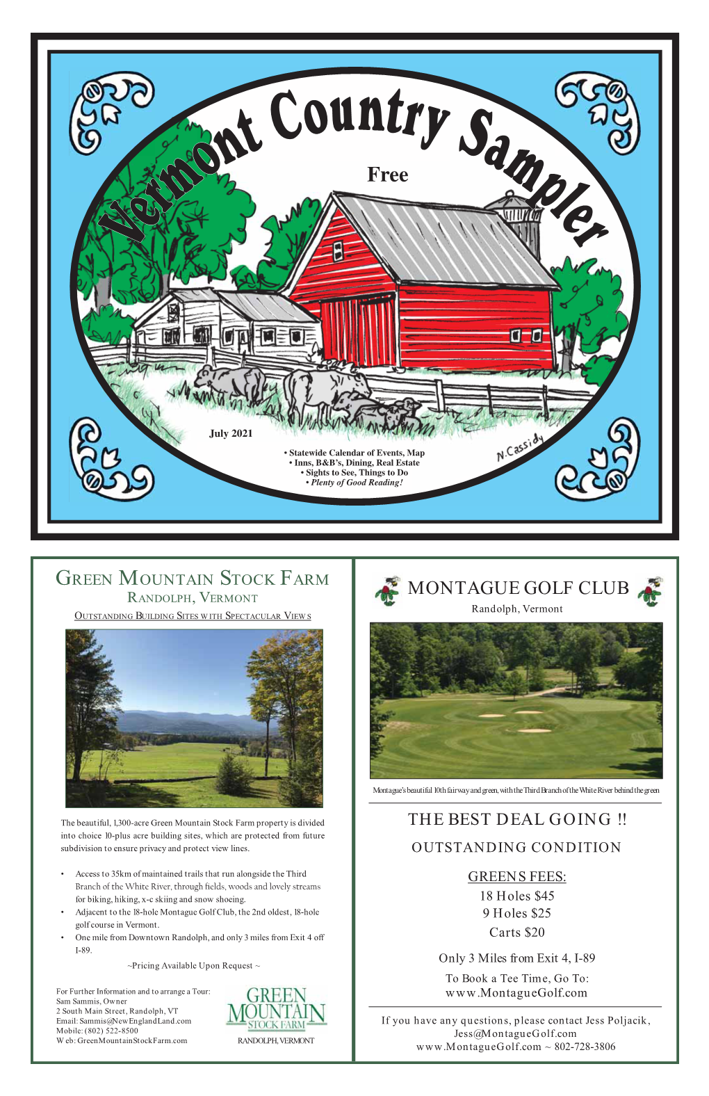MONTAGUE GOLF CLUB RANDOLPH, VERMONT Randolph, Vermont OUTSTANDING BUILDING SITES with SPECTACULAR VIEWS