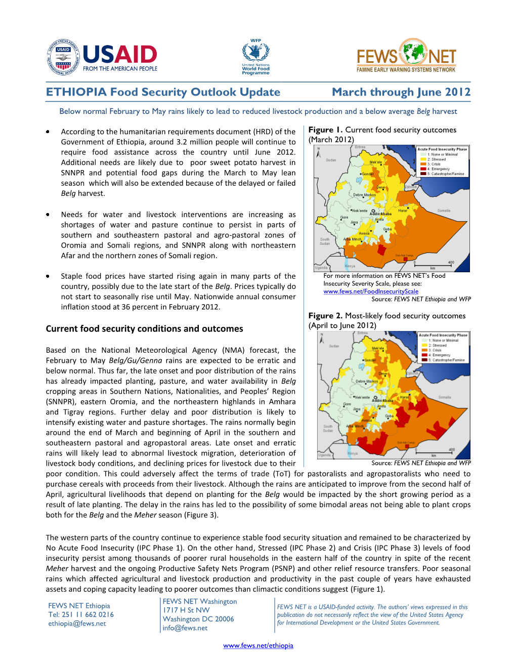 ETHIOPIA Food Security Outlook Update March Through June 2012