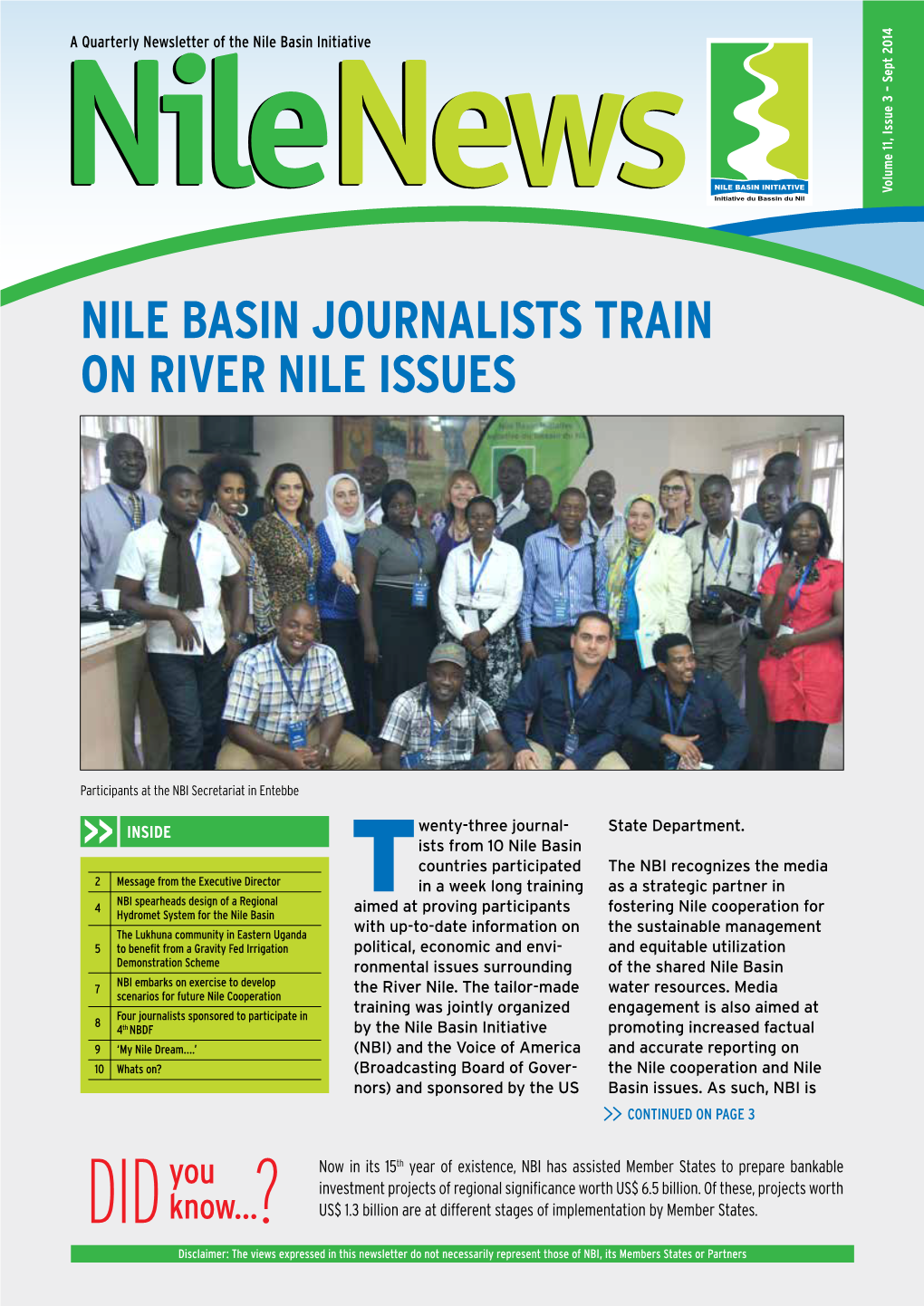 Nile Basin Journalists Train on River Nile Issues