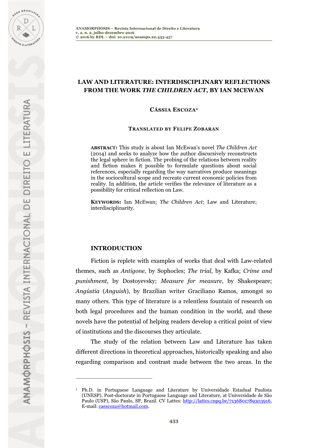 Interdisciplinary Reflections from the Work the Children Act, by Ian Mcewan