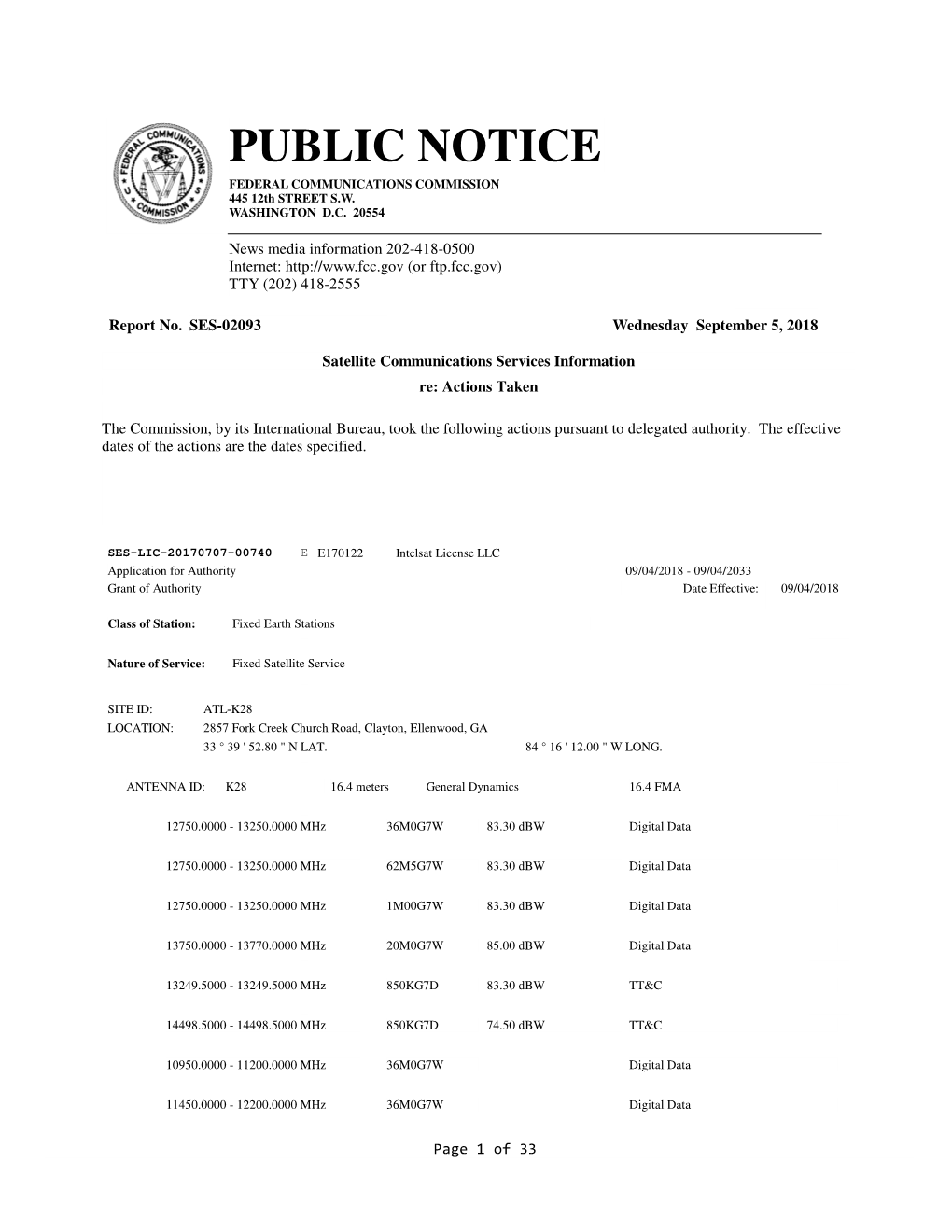 PUBLIC NOTICE FEDERAL COMMUNICATIONS COMMISSION 445 12Th STREET S.W