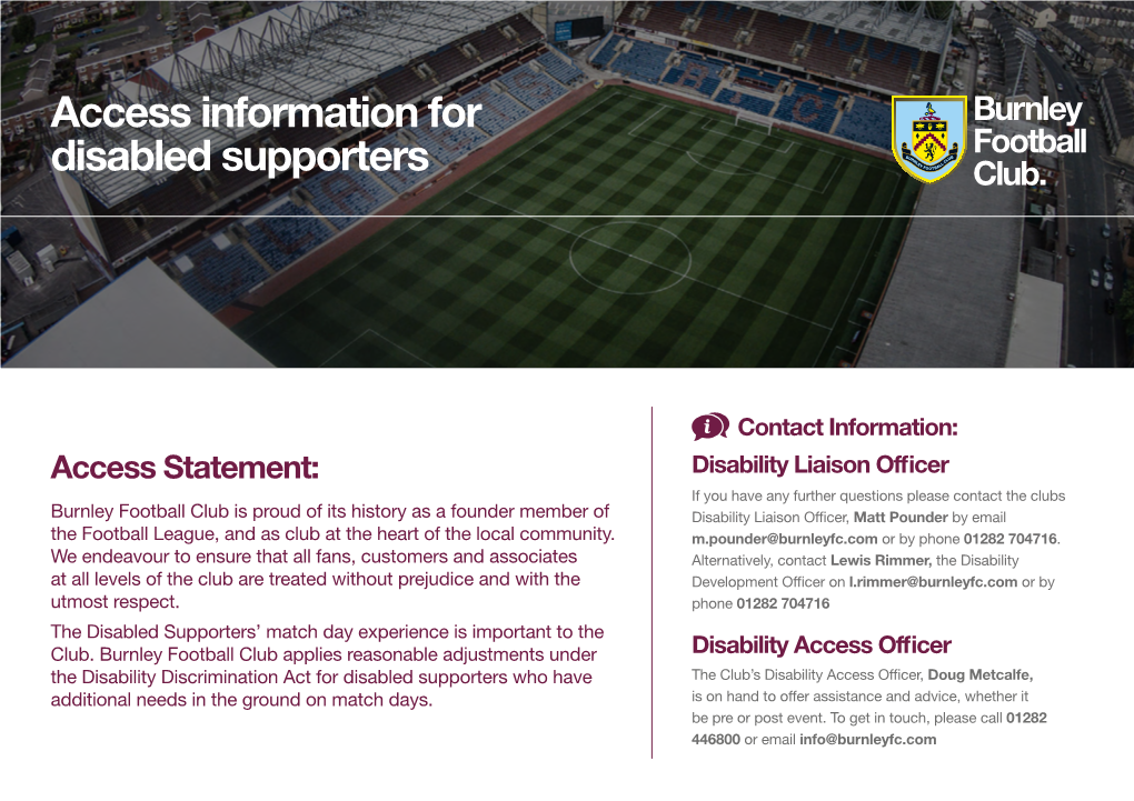 Access Information for Disabled Supporters