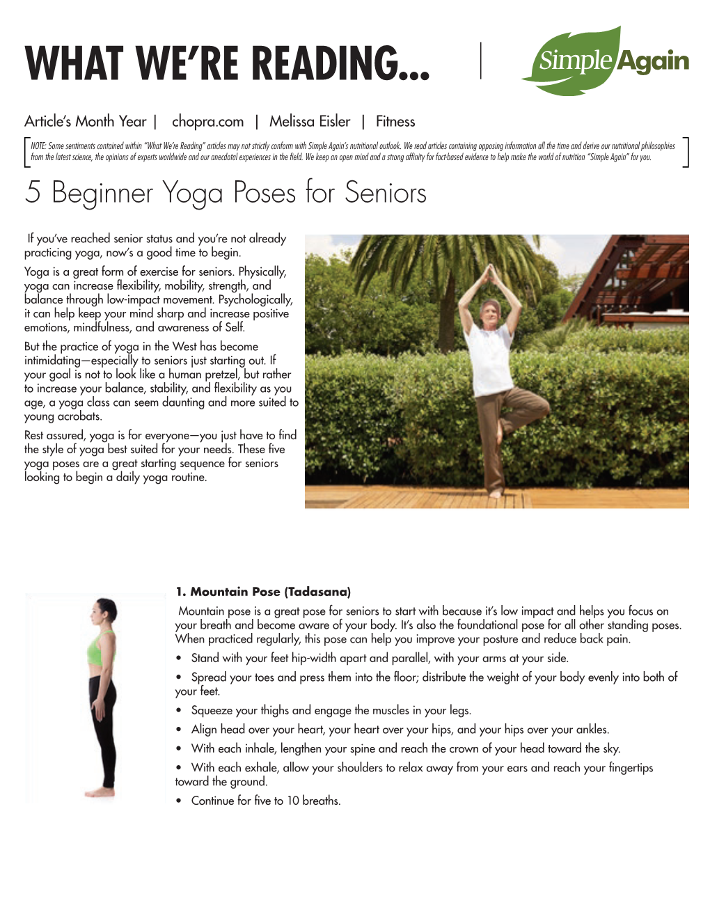5 Beginner Yoga Poses for Seniors.Indd