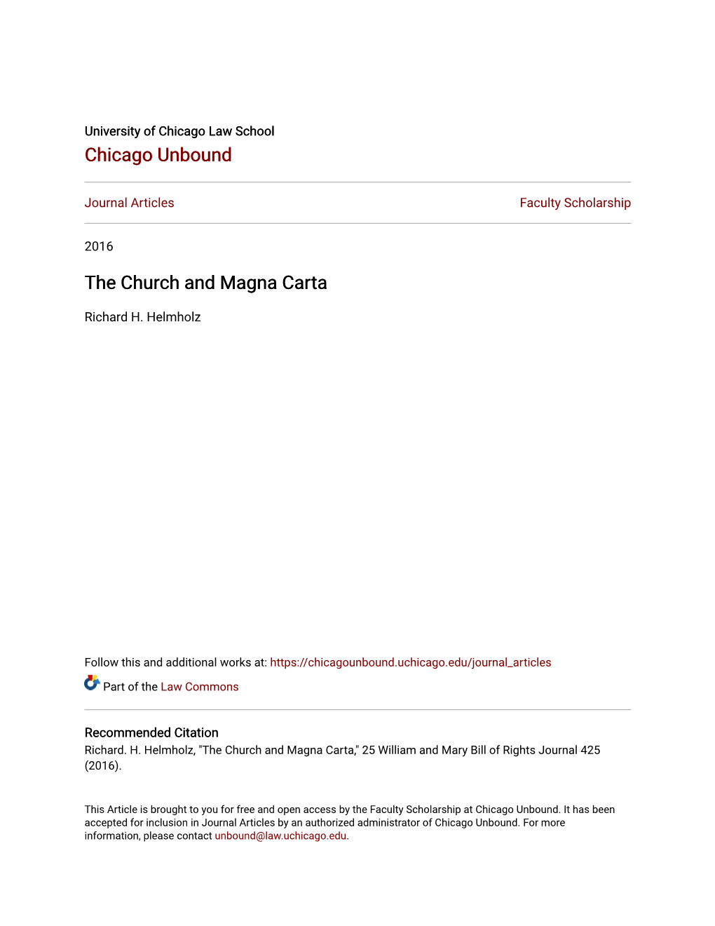 The Church and Magna Carta
