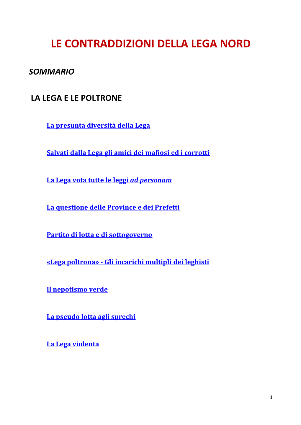 Le Contraddizioni Della Lega Nord