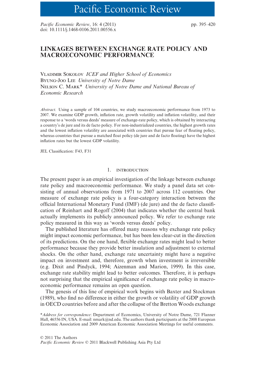 Linkages Between Exchange Rate Policy and Macroeconomic