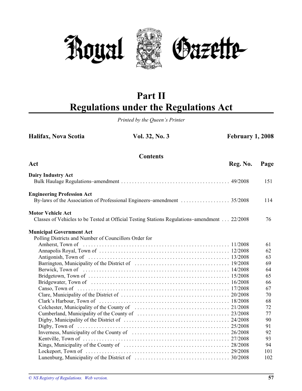 NS Royal Gazette Part II