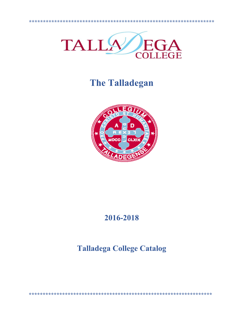 2016-2018 Talladega College Catalog