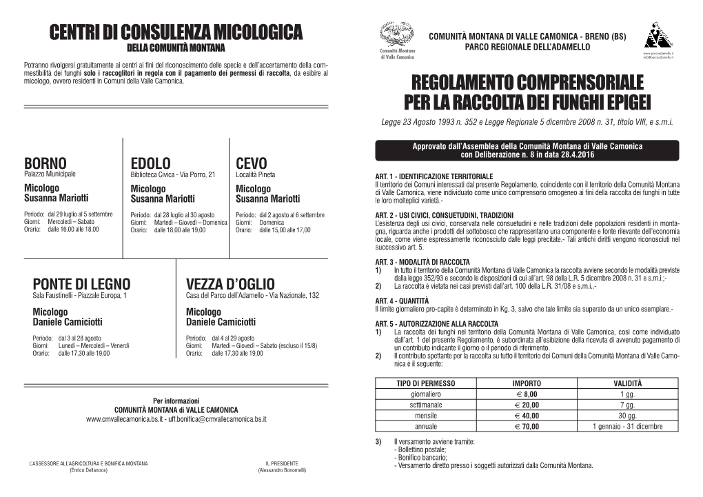 Allegati Regolamento Centri Di Consulenza Micologica