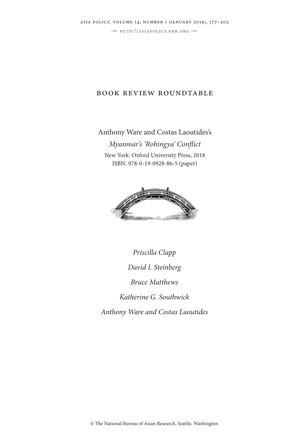 Book Review Roundtable “Myanmar's 'Rohingya' Conflict”