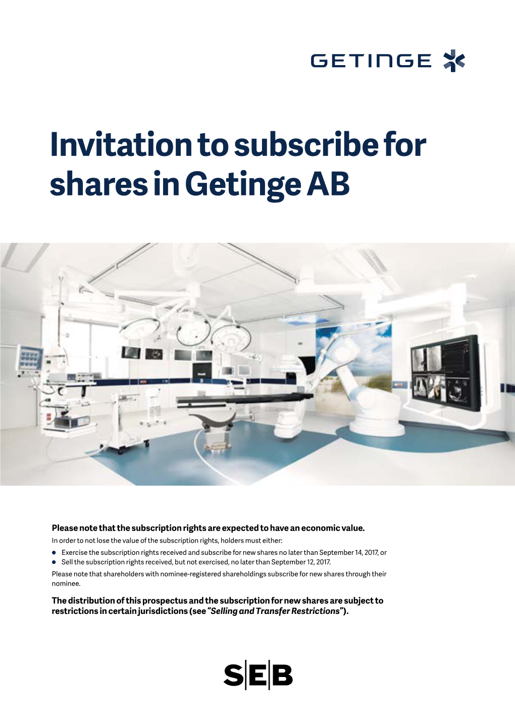 Invitation to Subscribe for Shares in Getinge AB