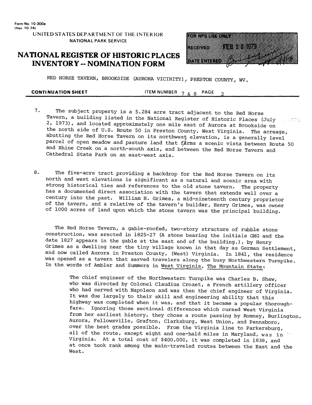 National Register of Historic Places Inventory - Nomination Form