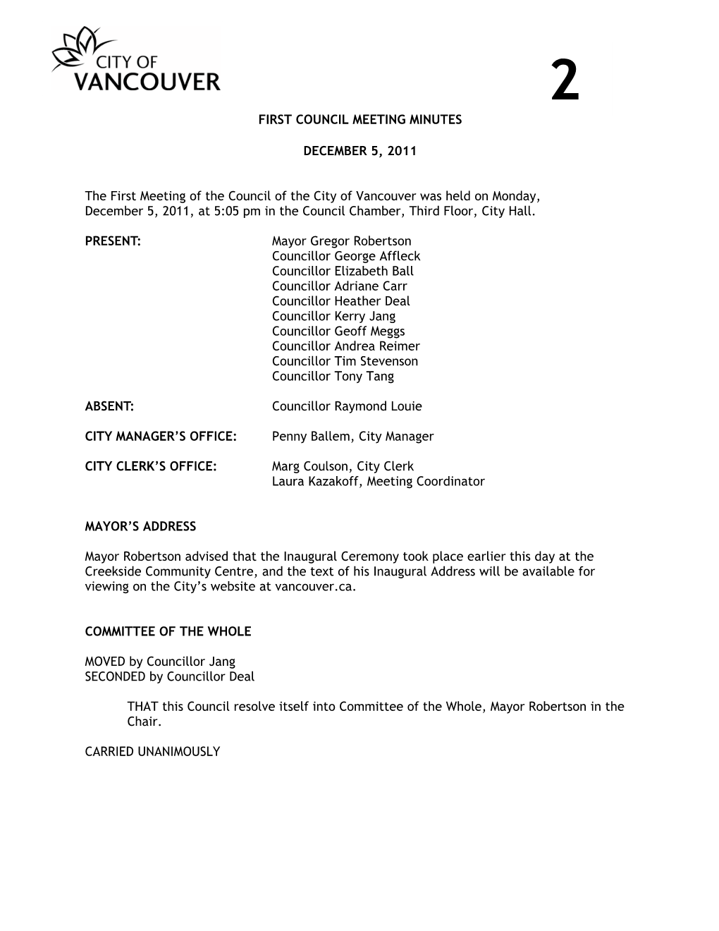 Council Meeting Minutes