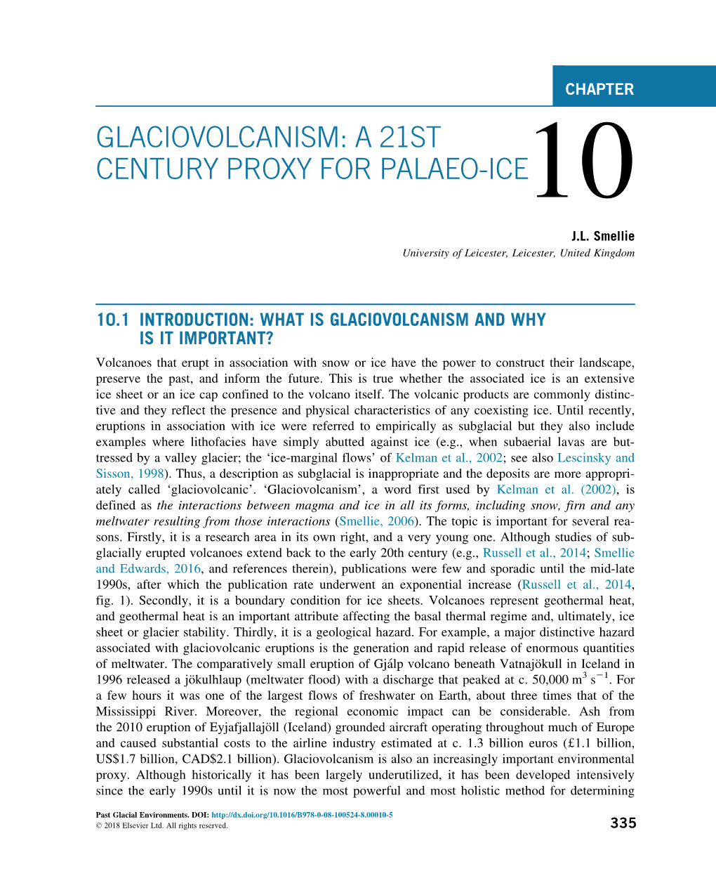 Chapter 10. Glaciovolcanism: a 21St Century Proxy for Palaeo-Ice