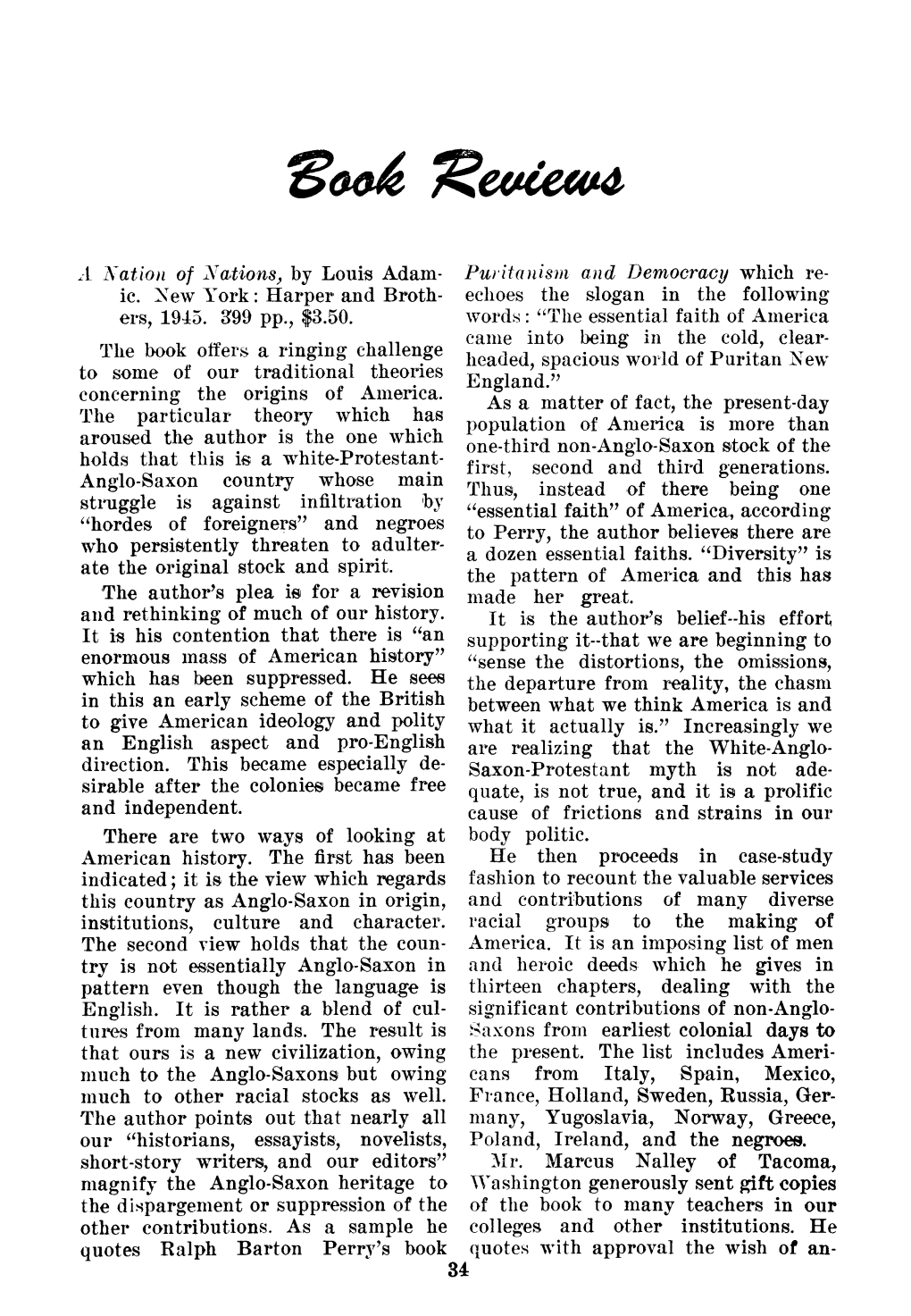 BOOK REVIEWS 35 Other That the Book Might Become Gles and Phases of Personal Psychology Required Reading in Every High School