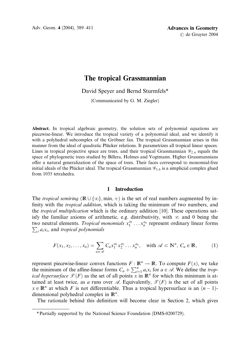 The Tropical Grassmannian