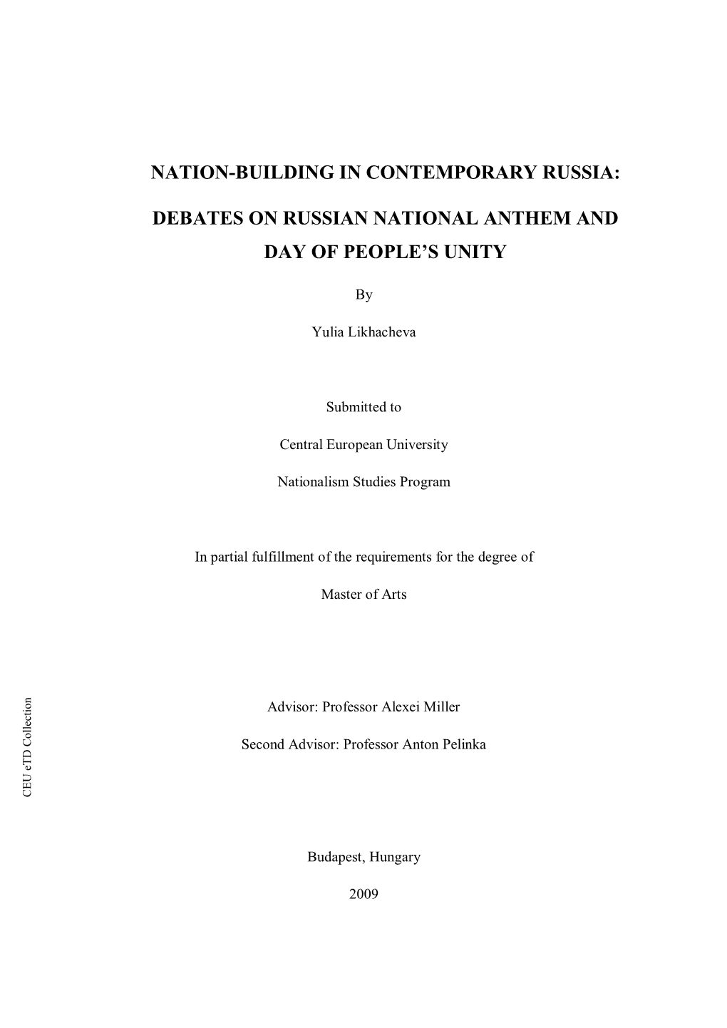 Nation-Building in Contemporary Russia