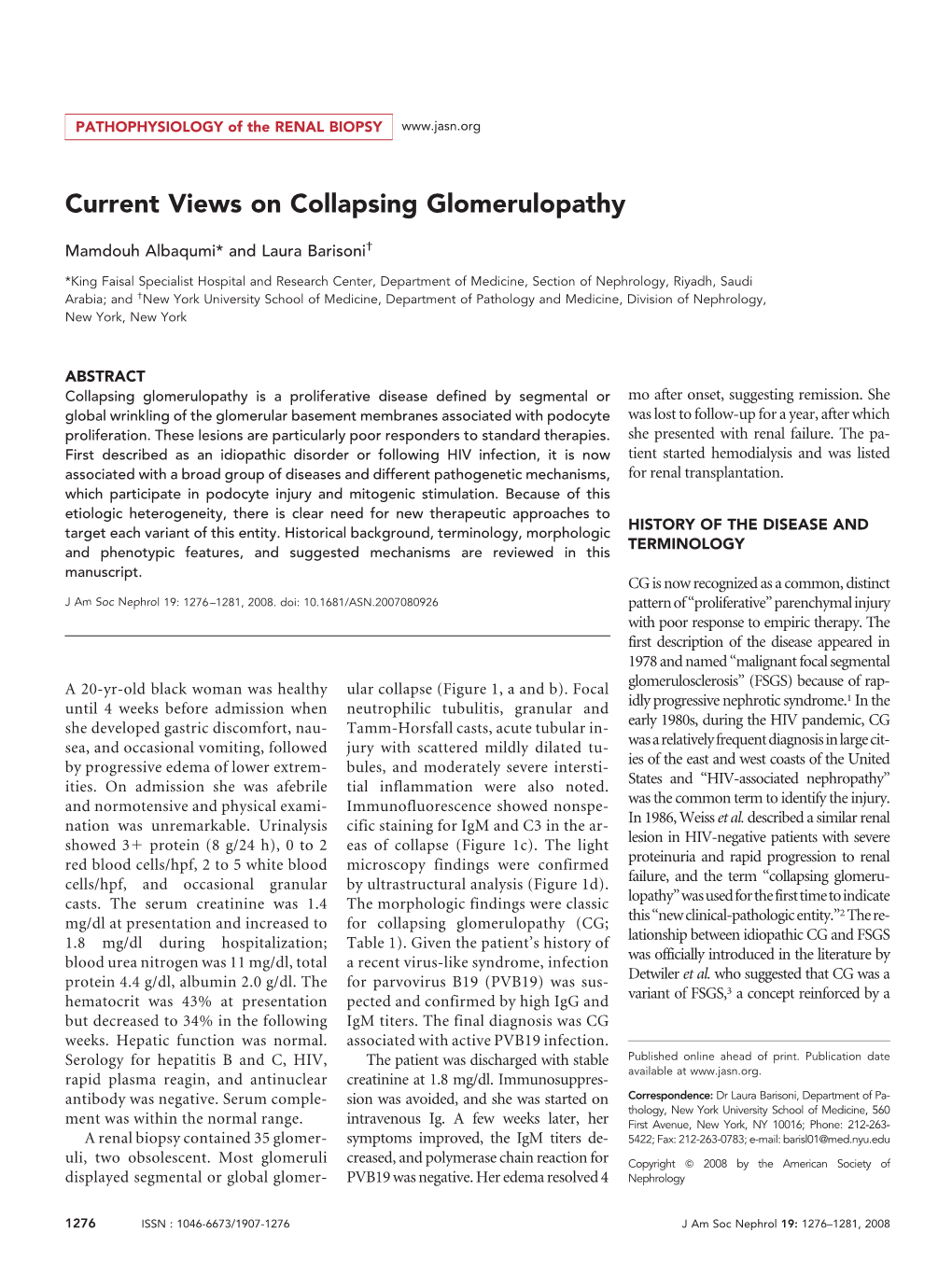 Current Views on Collapsing Glomerulopathy