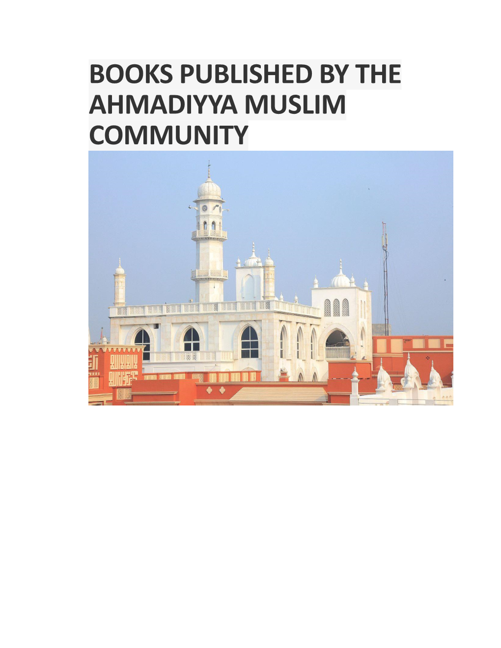 Books Published by the Ahmadiyya Muslim Community
