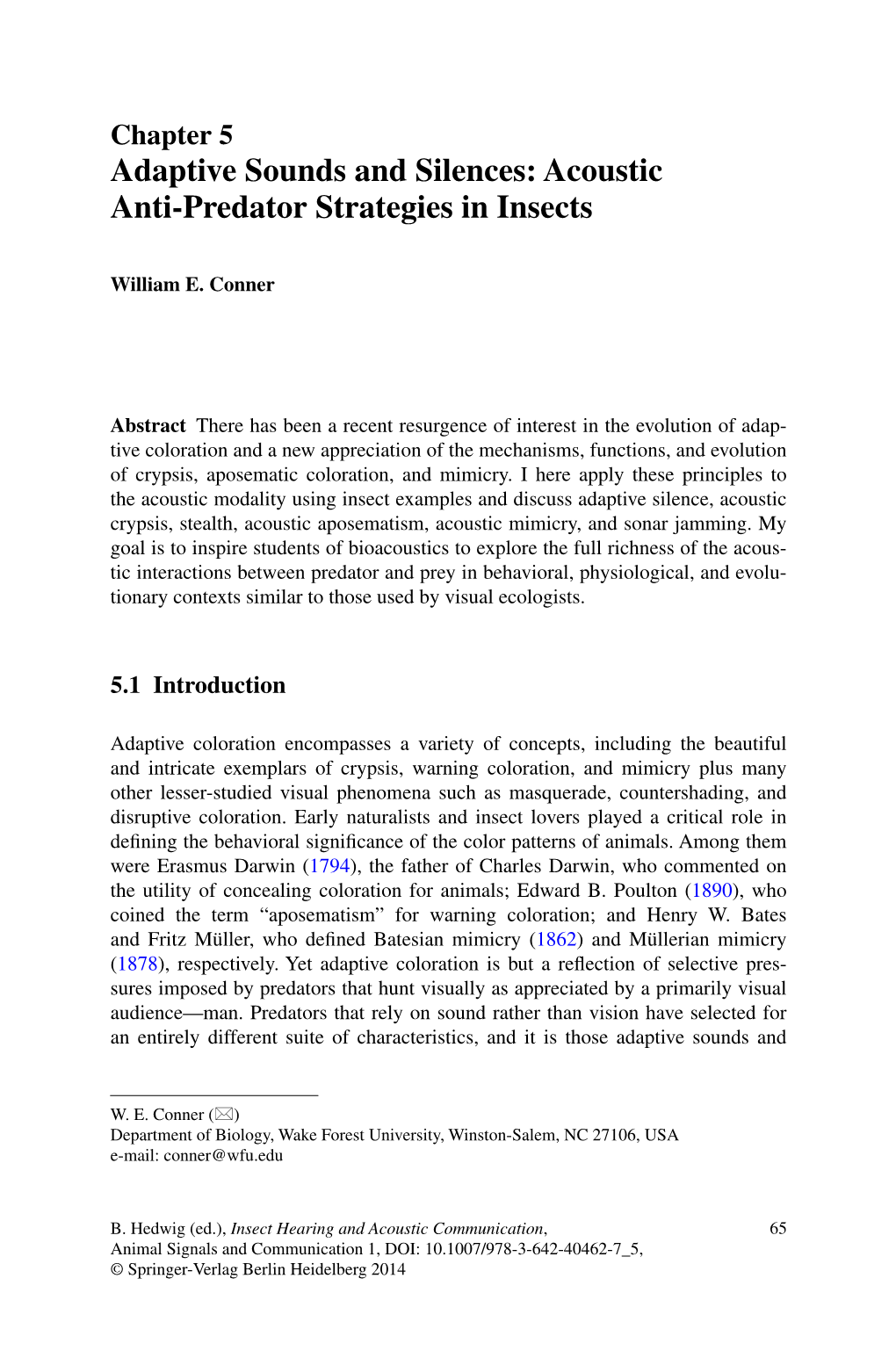 Acoustic Anti-Predator Strategies in Insects