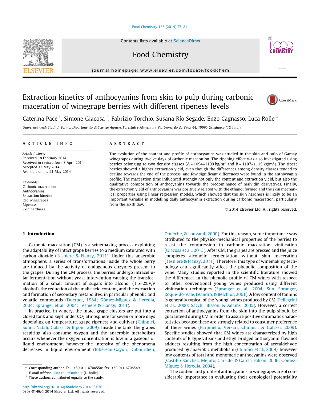 Extraction Kinetics of Anthocyanins from Skin to Pulp During Carbonic