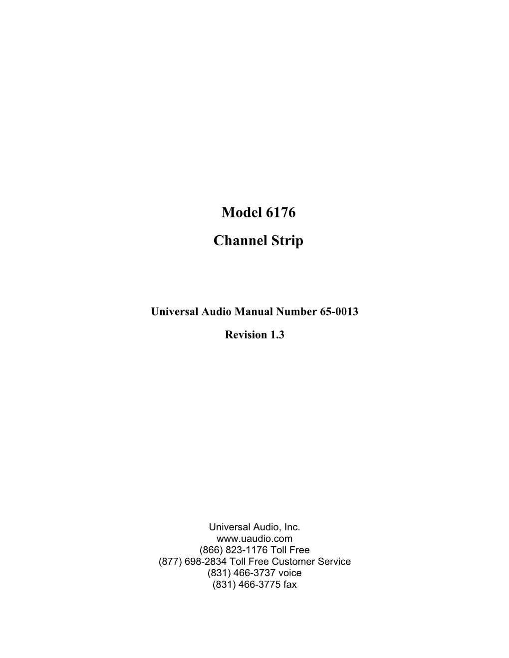 Universal Audio 6176 Manual