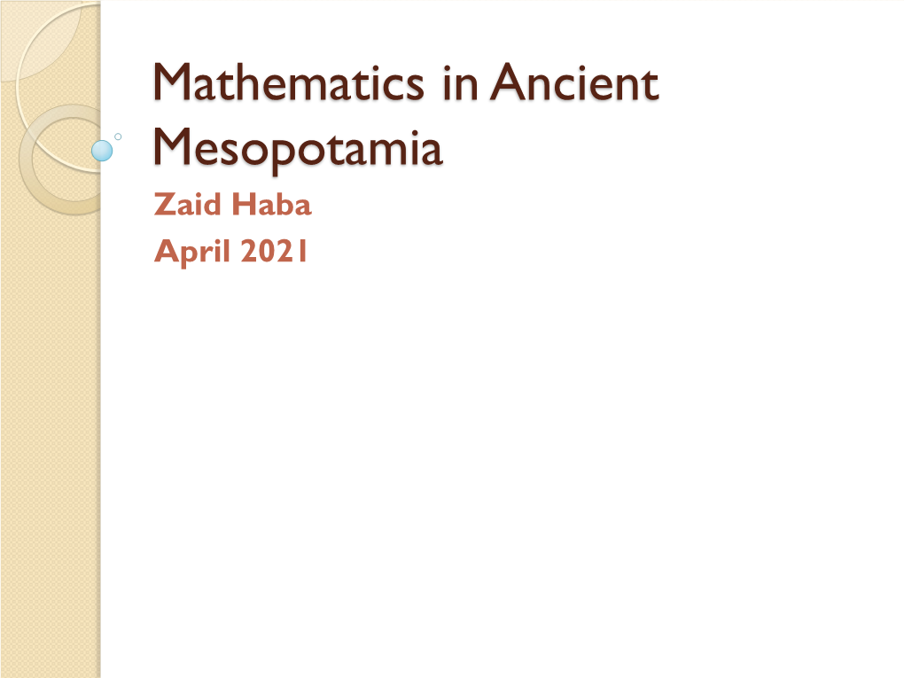 Mathematics in Mesopotamia