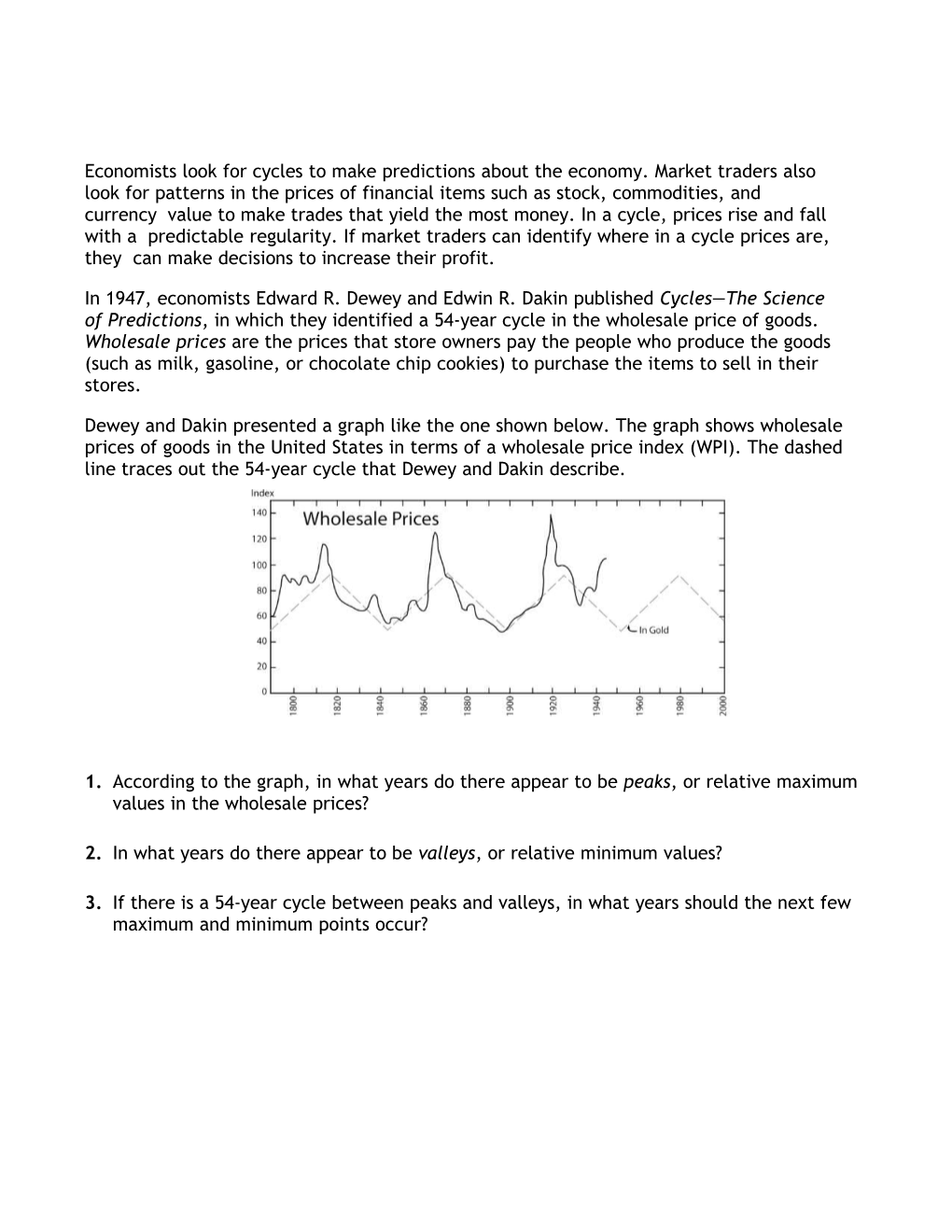 2. in What Years Do There Appear to Be Valleys, Or Relative Minimum Values?