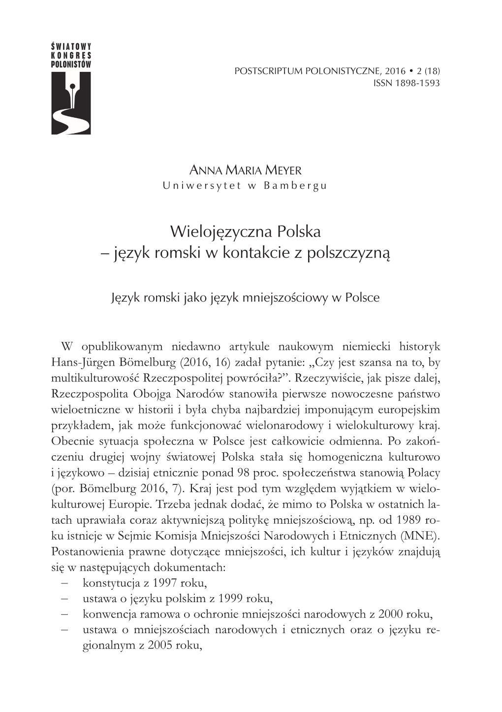 Wielojćzyczna Polska – Jćzyk Romski W Kontakcie Z Polszczyzn