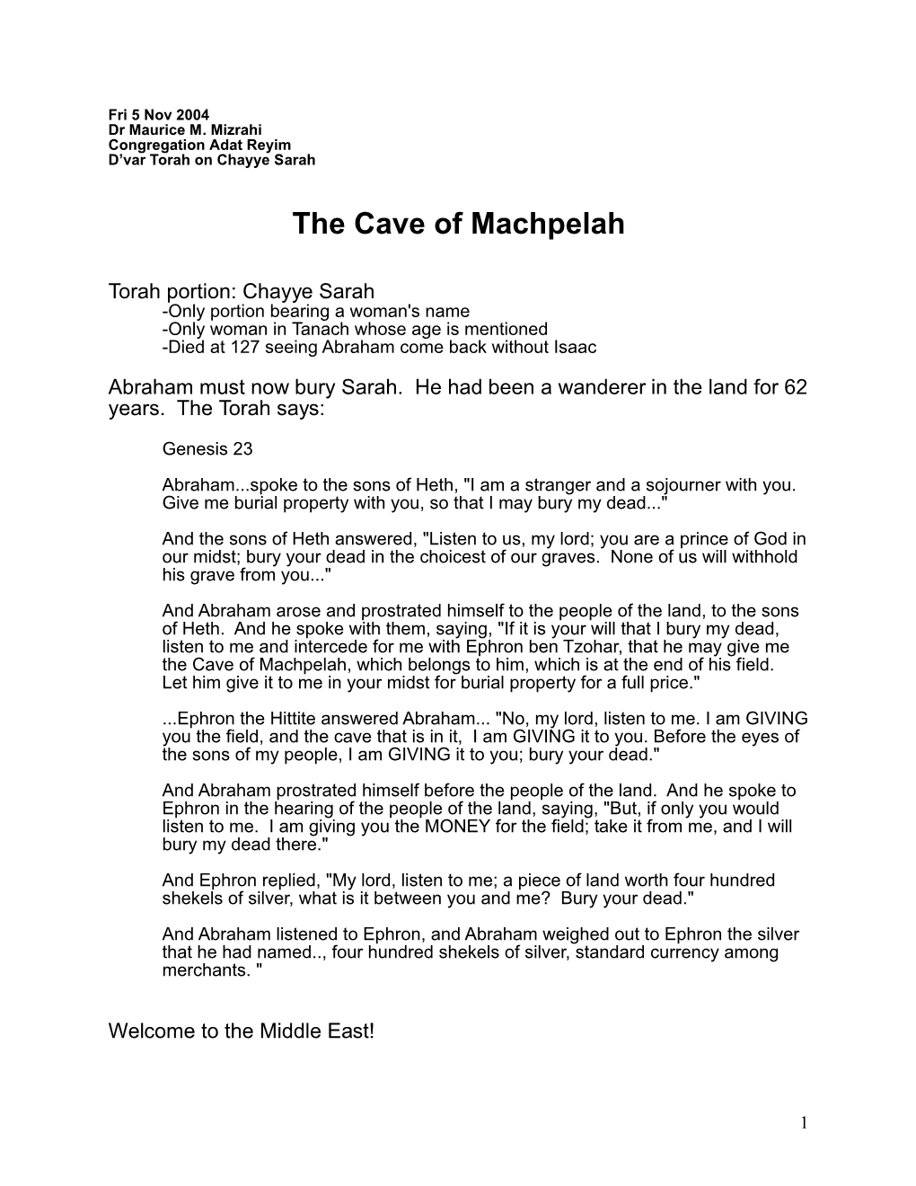 The Cave of Machpelah
