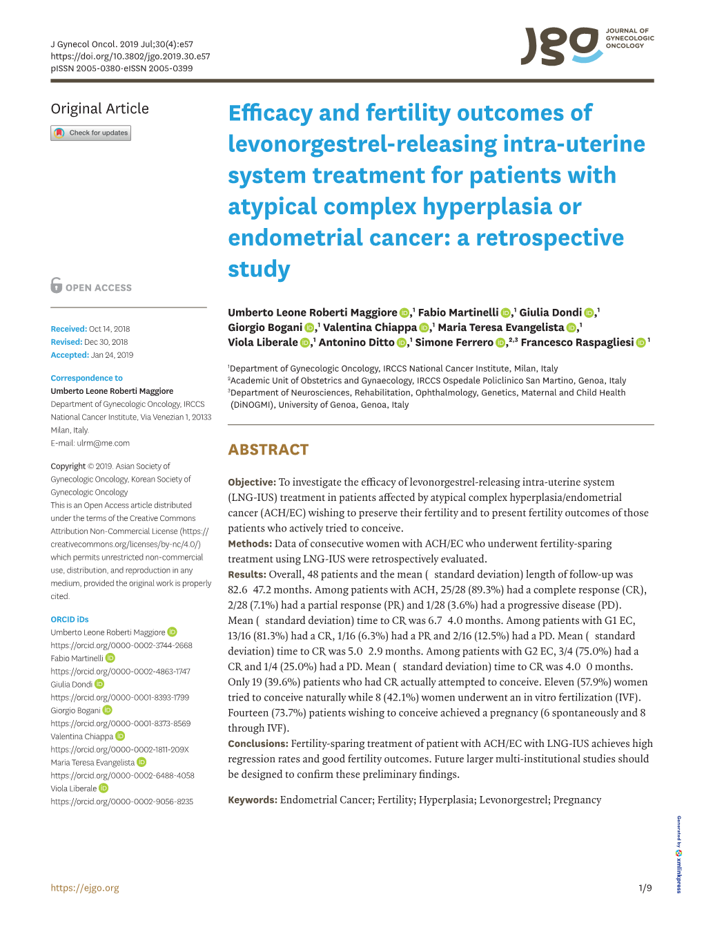 Efficacy and Fertility Outcomes of Levonorgestrel-Releasing Intra-Uterine System Treatment for Patients with Atypical Complex Hy