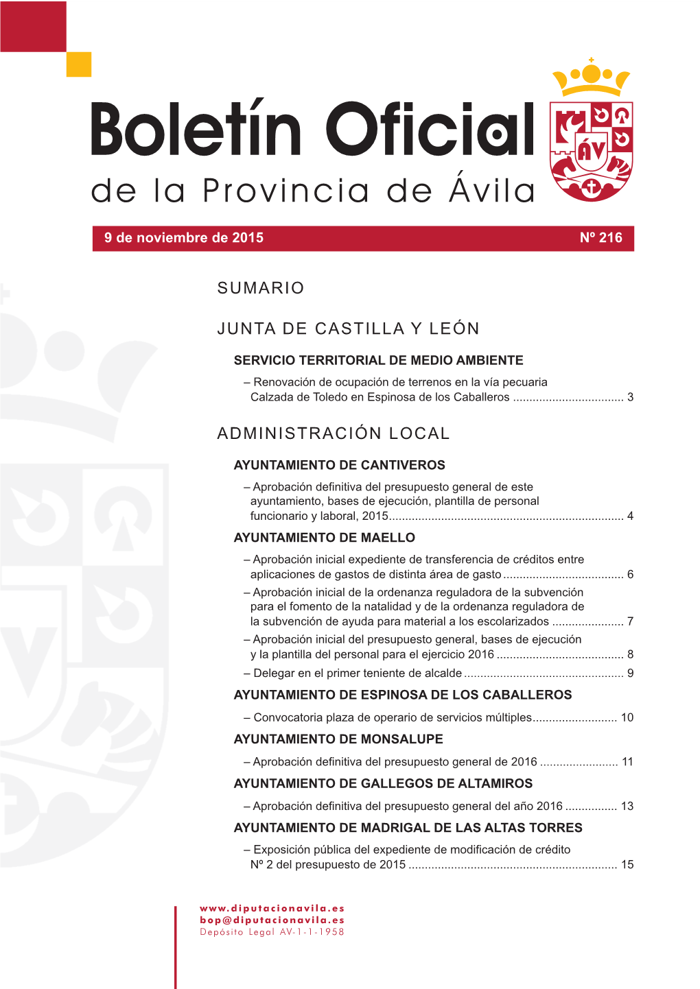 Junta De Castilla Y León Administración Local Sumario