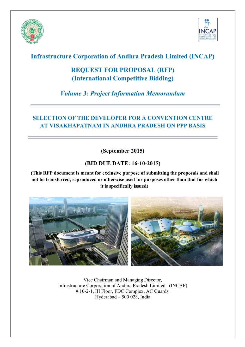 RFP for Convention Centre at Visakhapatnam