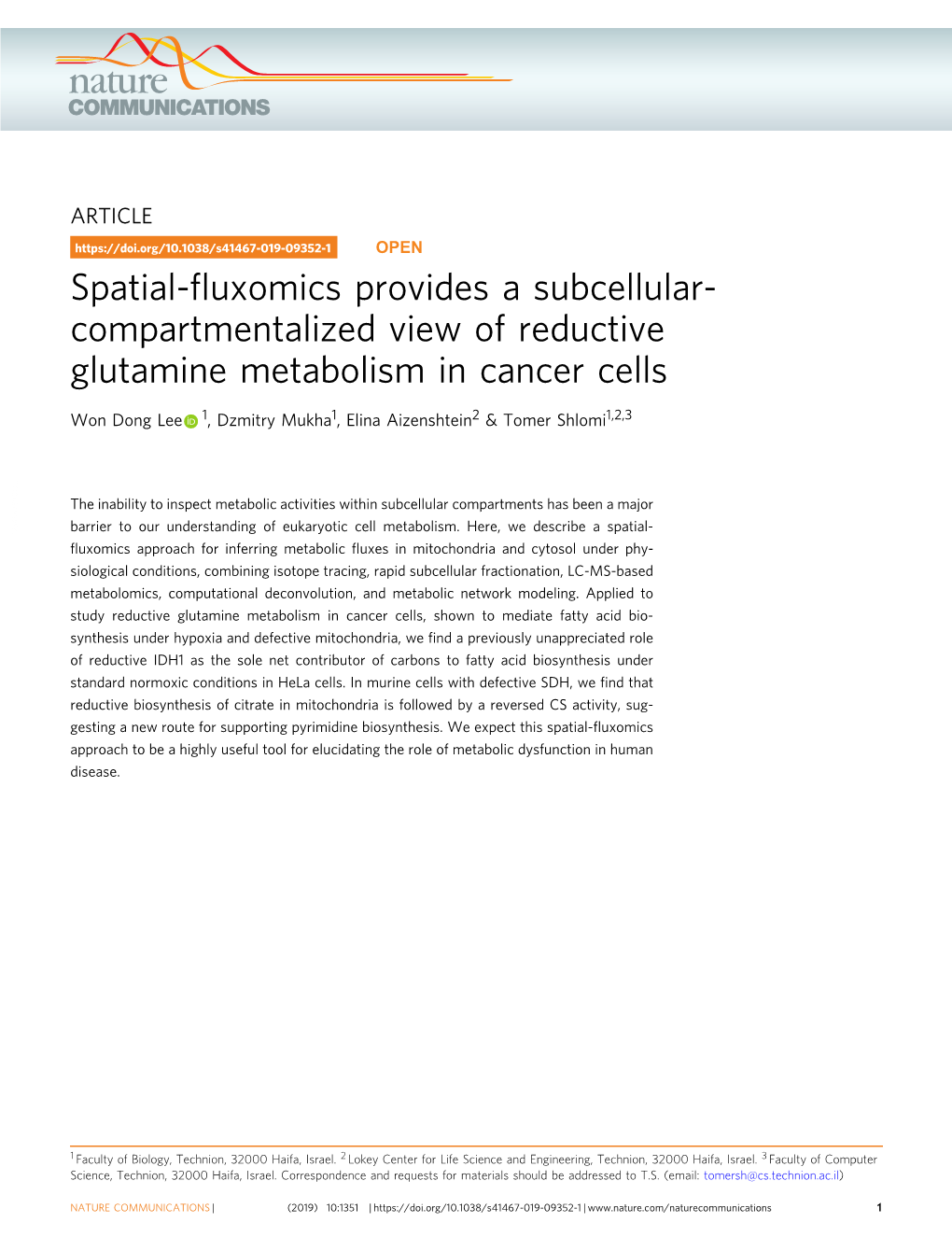 Spatial-Fluxomics Provides a Subcellular-Compartmentalized