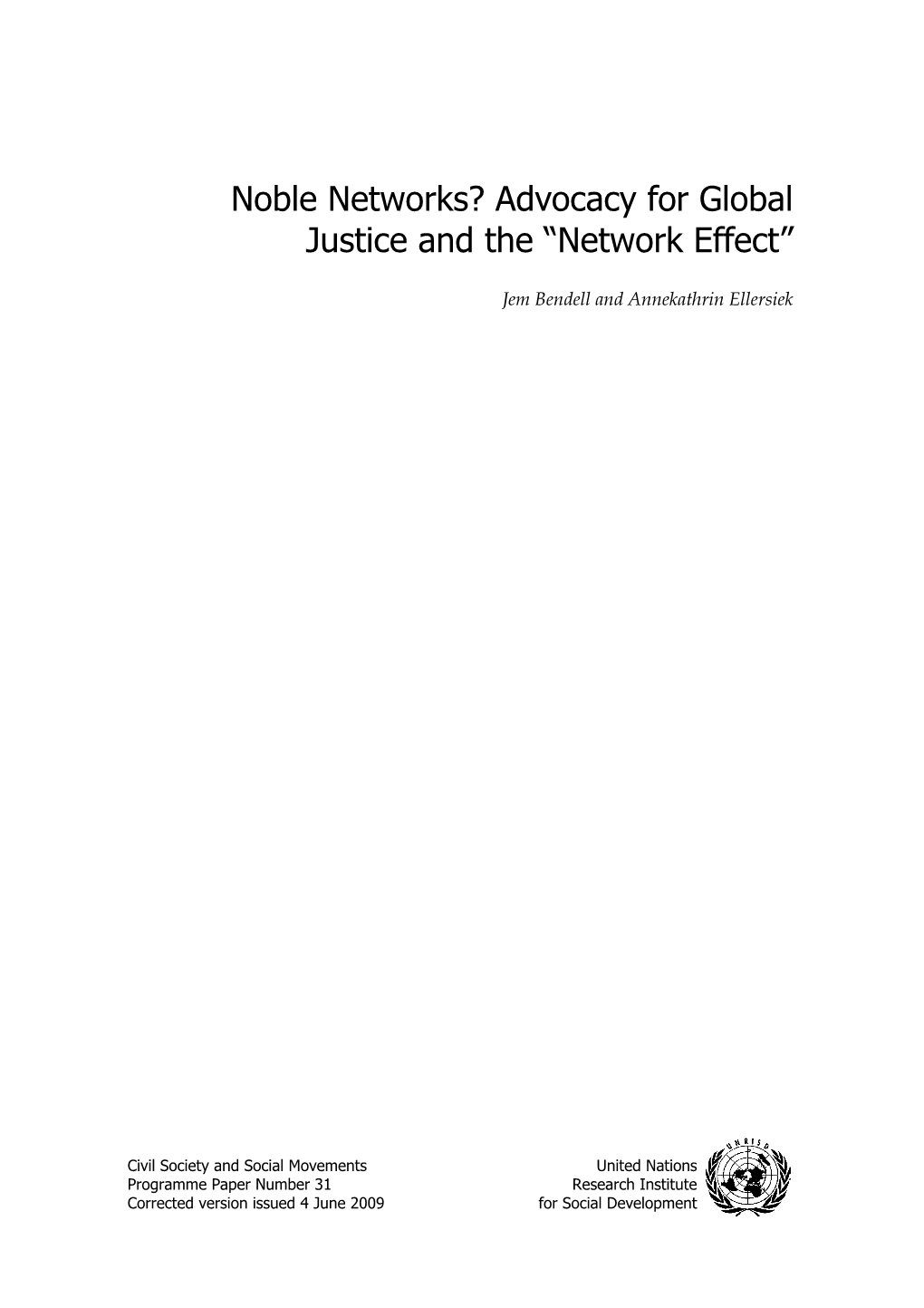 Advocacy for Global Justice and the “Network Effect”