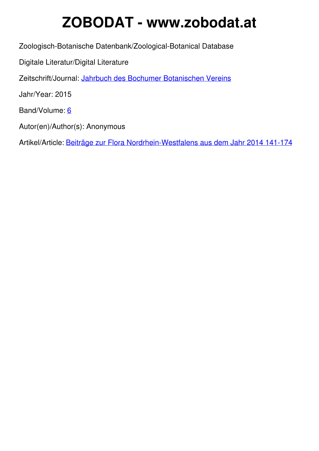 Beiträge Zur Flora Nordrhein-Westfalens Aus Dem Jahr 2014 141-174 © Bochumer Botanischer Verein E.V