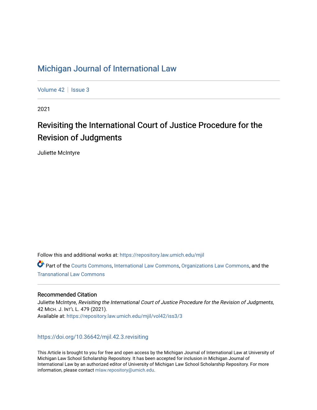 Revisiting the International Court of Justice Procedure for the Revision of Judgments