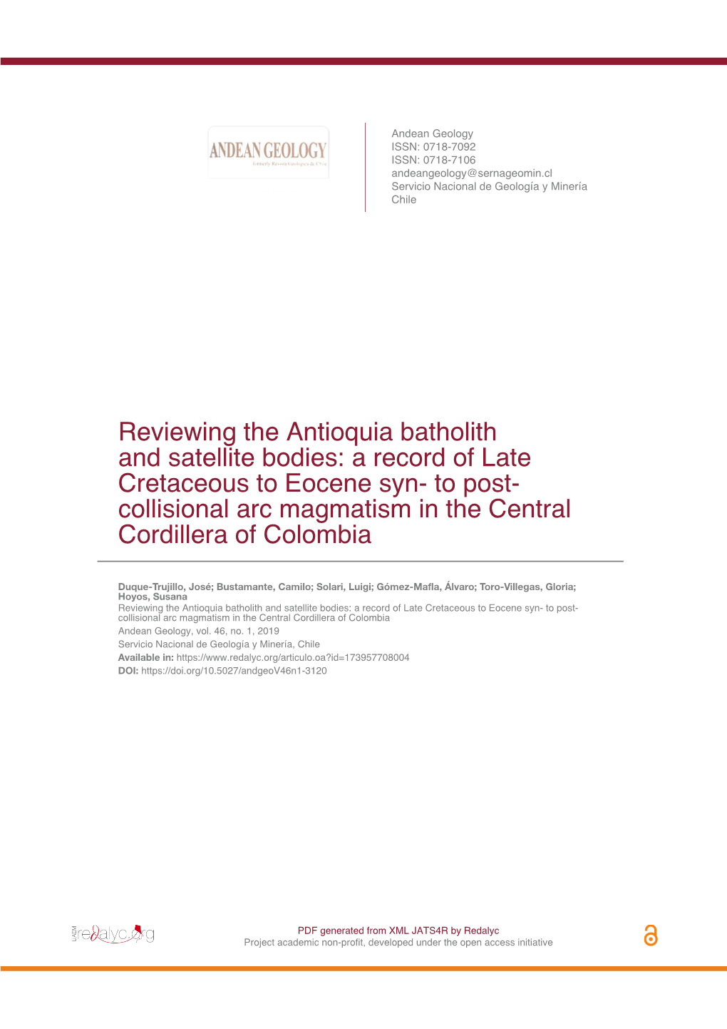 A Record of Late Cretaceous to Eocene Syn- to Post-Collisional Arc Magmatism in the Central Cordillera of Colombia