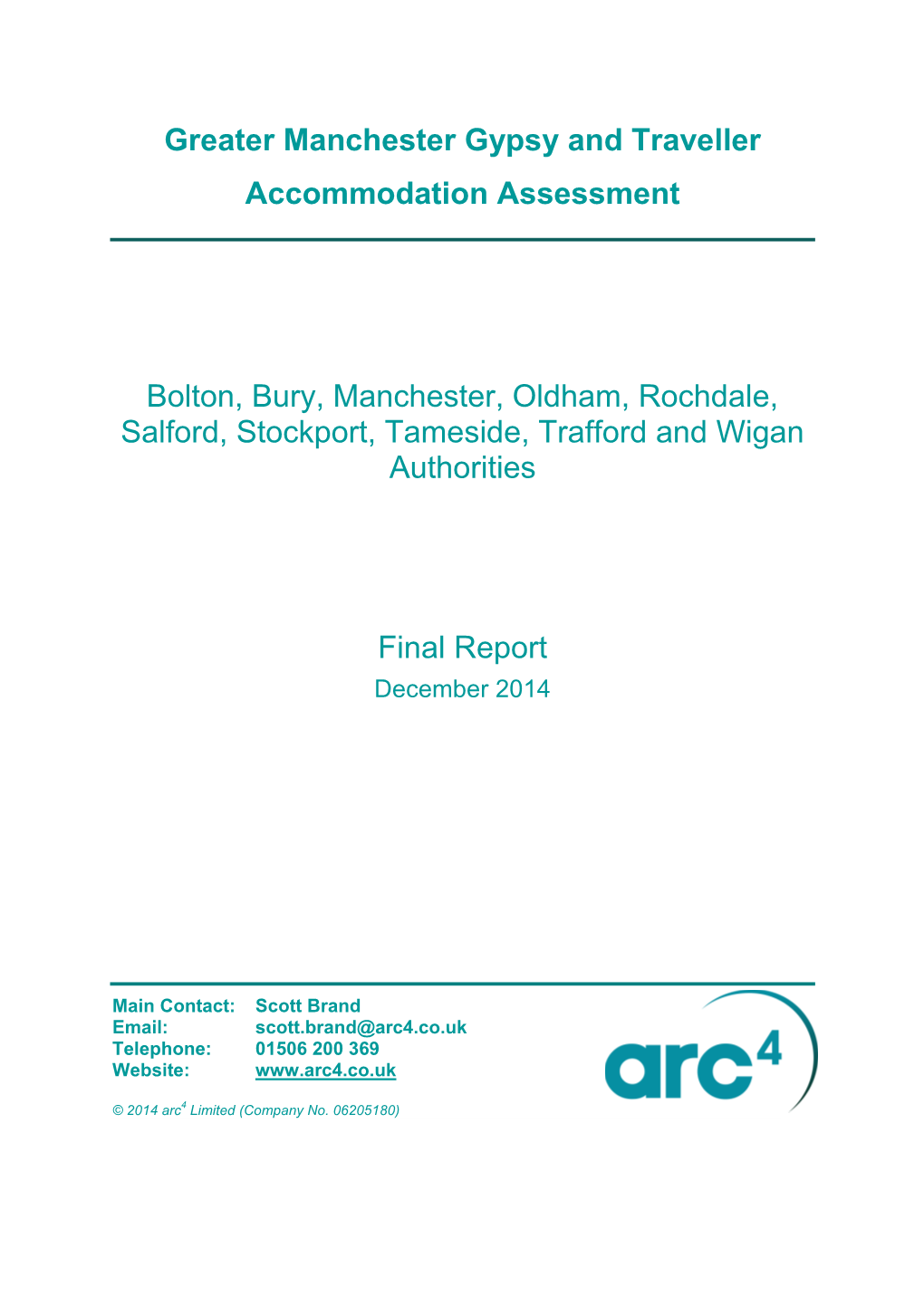 Greater Manchester Gypsy and Traveller Accommodation Assessment