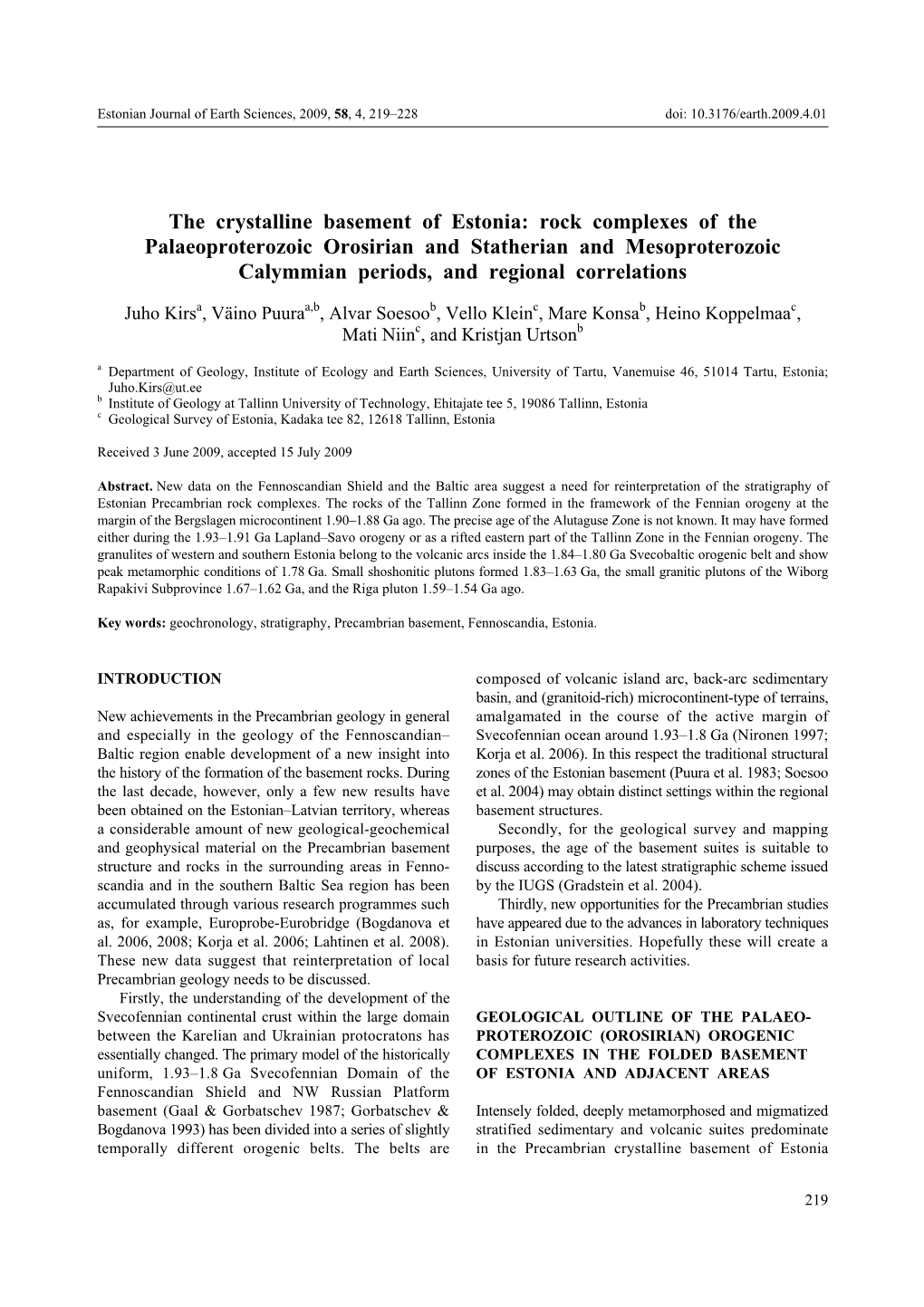 Rock Complexes of the Palaeoproterozoic Orosirian and Statherian and Mesoproterozoic Calymmian Periods, and Regional Correlations